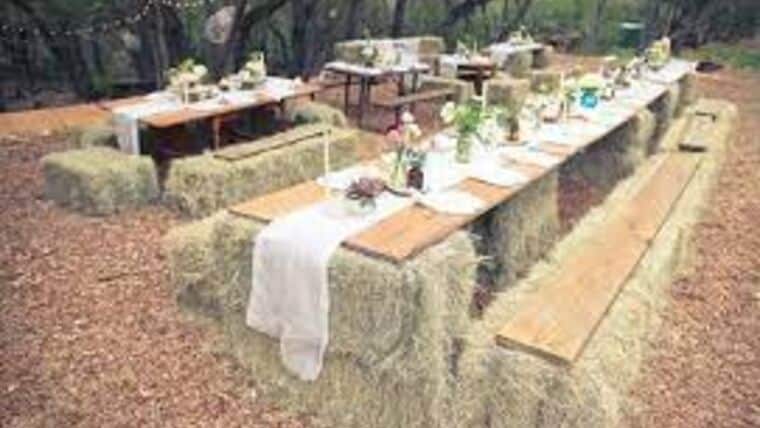 12' Wooden Hay Bail Bench | Rental