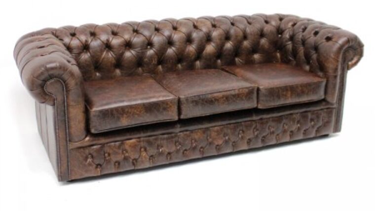 Chesterfield Sofa Three Seater - Brown | Rental