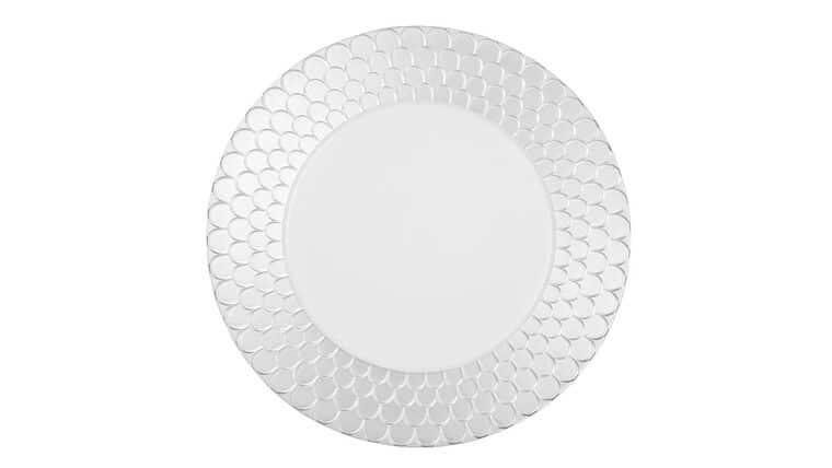 Mediterranean Scale Charger Plate - White/Silver Trimmed | Rental