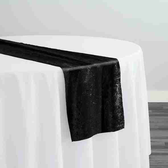Lush Velvet Table Runner in Black | Rental