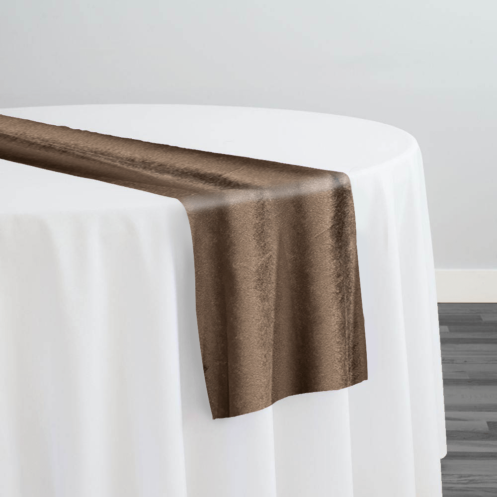 Luxury Plush Velvet Table Runner in Brown | Rental
