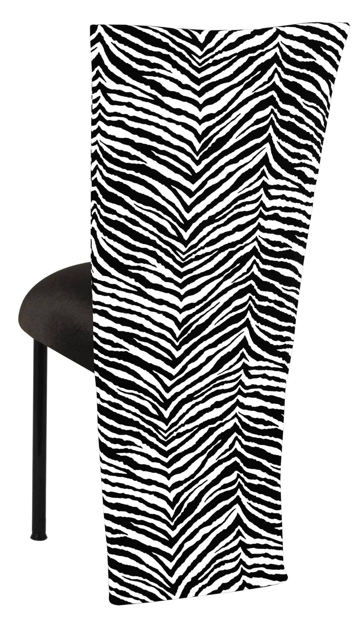 Black and White Zebra Jacket with Black Velvet Cushion on Black Legs - Chameleon Chair Collection | Rental