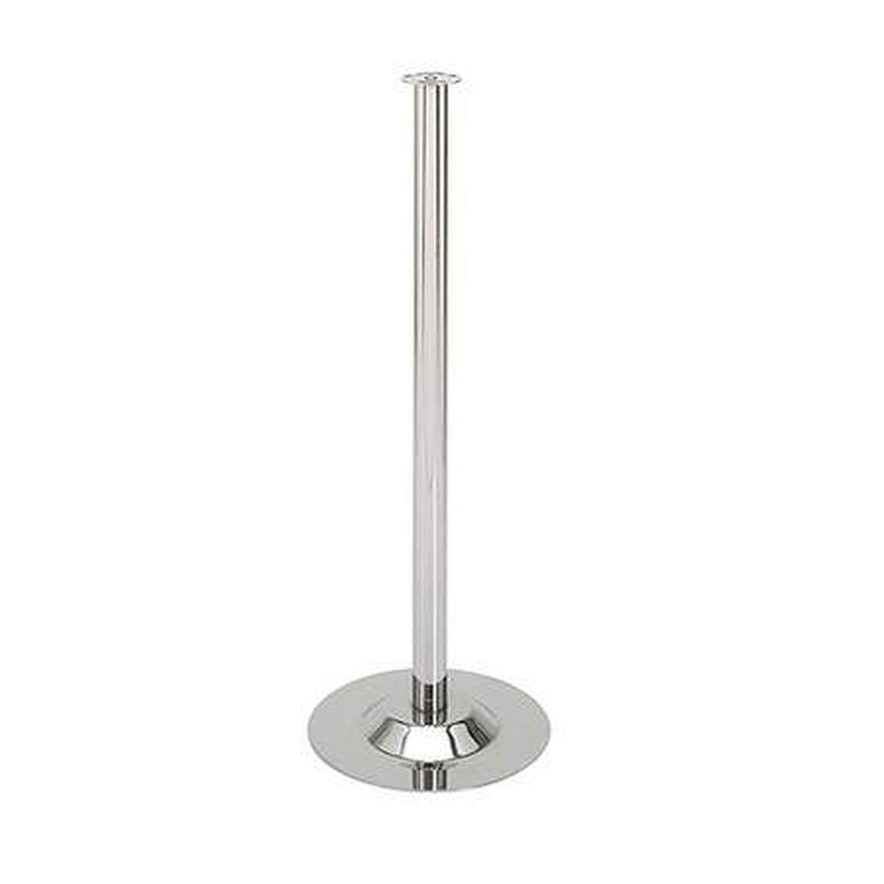38" Chrome Finish Metal Stanchion Post & Base Only | Rental