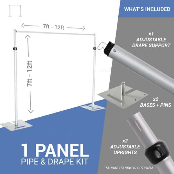 1-Panel Pipe and Drape Kit / Backdrop - 7-12 Feet Tall (Adjustable) | Rental