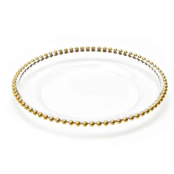 Decostar™ 12.5in Plastic Charger Plate with Beaded Rim 12½" - Gold - 24 Pack | Rental