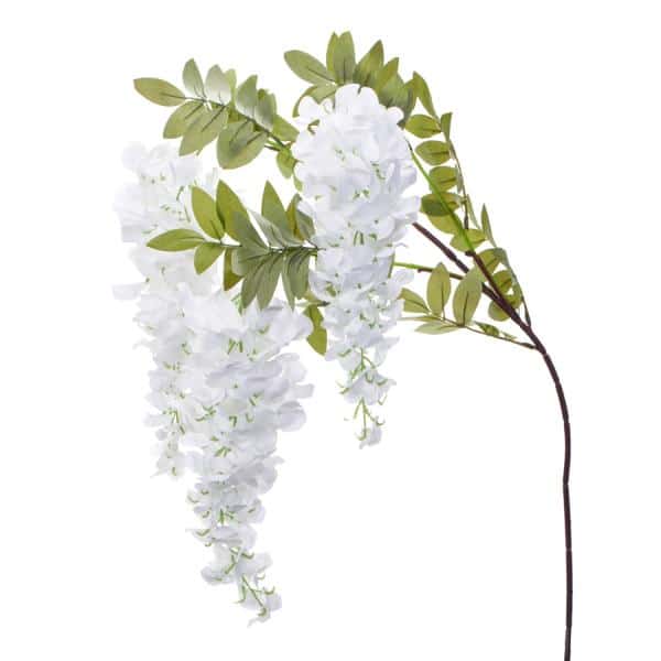 Decostar™ Artificial Wisteria Flower Stem w/ Greenery - 39"  - White | Rental