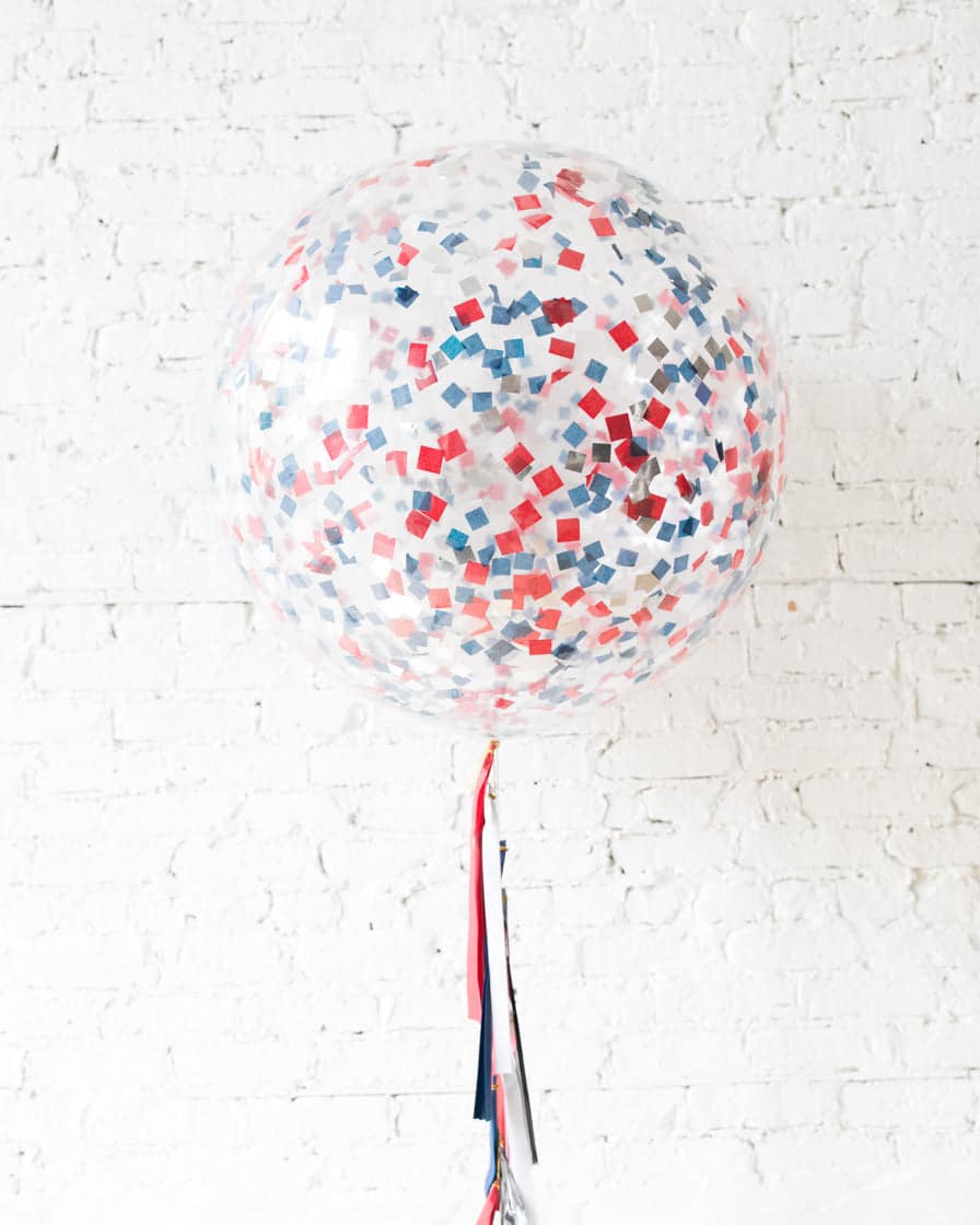 Red, White & Blue Confetti Giant Balloon and Tassel | Purchase
