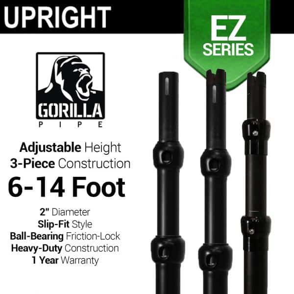 Black Anodized EZ Series - 3-Piece Adjustable Upright w/Slip-Lock (6ft-14ft) | Rental