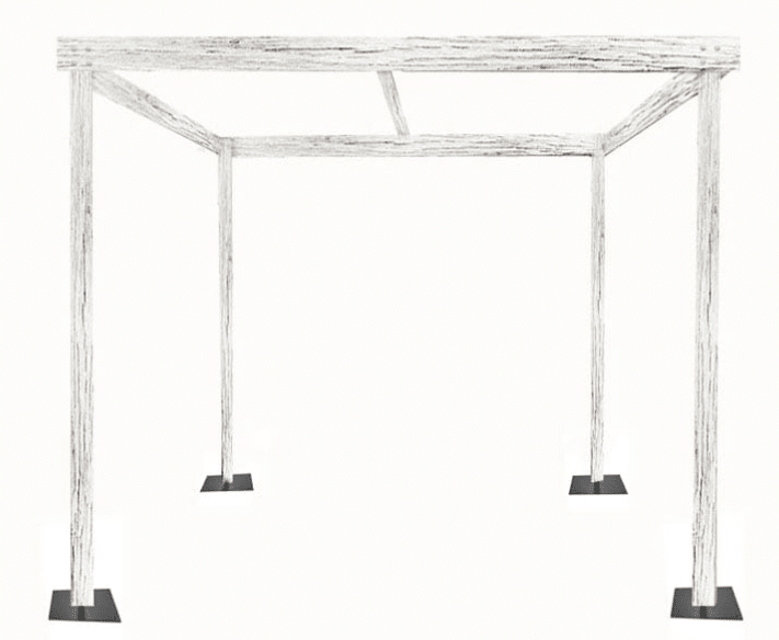 Cabana - 12' x 12' x 8'h White Rustic Wood Cabana | Rental