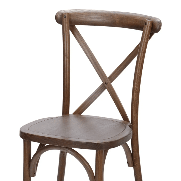 Vineyard Estate Cross Back Chair- Mark III - Dark Natural | Rental