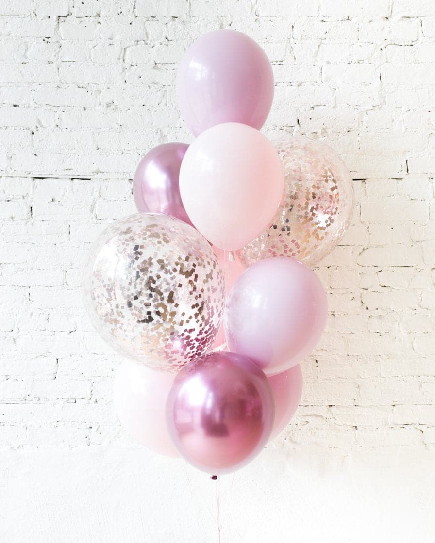 GIFT-Shades of Mauve Palette Confetti and 11in Balloons - bouquet of 10 | Purchase