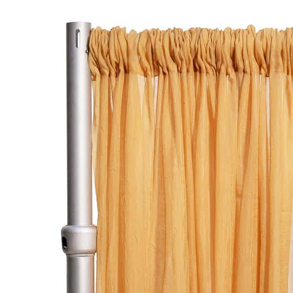 *FR* Crushed Sheer Voile Curtain Panel by Eastern Mills w/ 4" Pockets - 10ft Wide - Gold | Rental