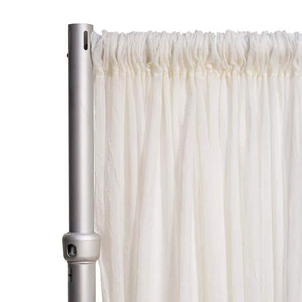 *FR* Crushed Sheer Voile Curtain Panel by Eastern Mills w/ 4" Pockets - 10ft Wide - Ivory | Rental