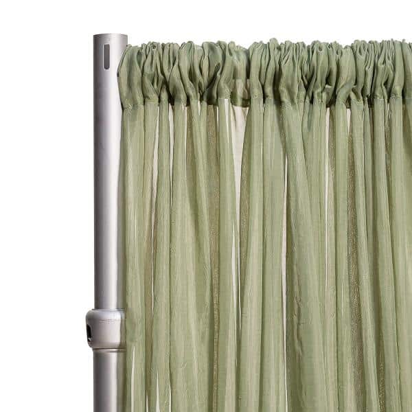 *FR* Crushed Sheer Voile Curtain Panel by Eastern Mills w/ 4" Pockets - 10ft Wide - Moss | Rental