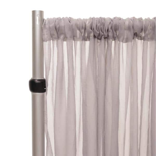 *FR* Crushed Sheer Voile Curtain Panel by Eastern Mills w/ 4" Pockets - 10ft Wide - Silver | Rental