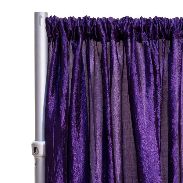 *FR* Crushed Taffeta Drape Panel by Eastern Mills 9 1/2 FT Wide w/ 4" Sewn Rod Pocket - Dark Purple | Rental