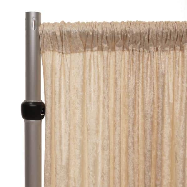 Fire Retardant Economy Panne Stretch Velvet Drape w/ Sewn Rod Pocket - Champagne | Rental