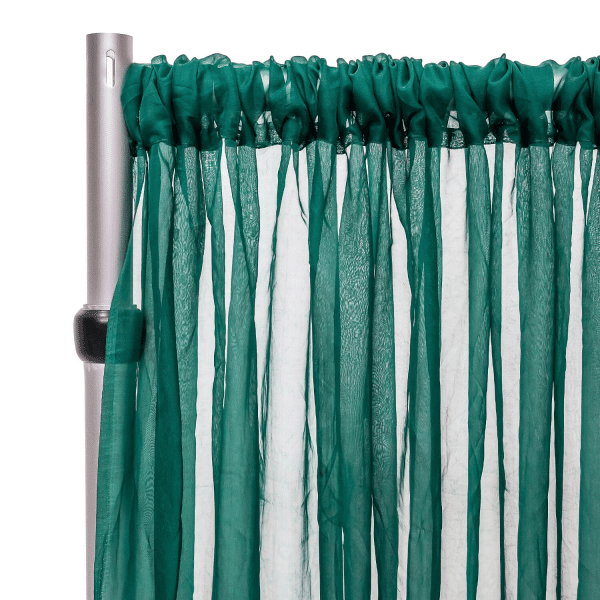 *FR* Crushed Sheer Voile Curtain Panel by Eastern Mills w/ 4" Pockets - 10ft Wide - Emerald | Rental