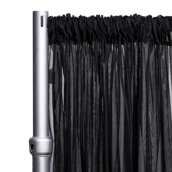 *FR* 10ft Wide Sheer Voile Curtain Panel by Eastern Mills w/ 4" Pockets - Black | Rental