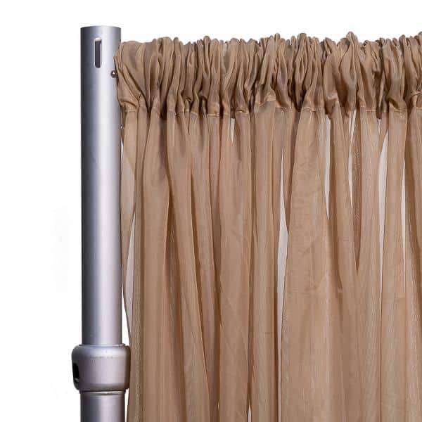 *FR* Crushed Sheer Voile Curtain Panel by Eastern Mills w/ 4" Pockets - 10ft Wide - Caramel | Rental