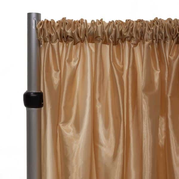 *FR* Crushed Taffeta Drape Panel by Eastern Mills 9 1/2 FT Wide w/ 4" Sewn Rod Pocket - Champagne | Rental