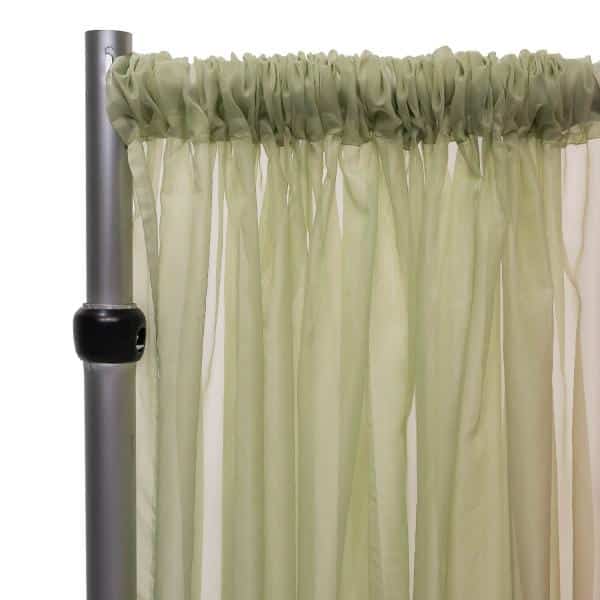 *FR* 10ft Wide Sheer Voile Curtain Panel by Eastern Mills w/ 4" Pockets - Fog Green | Rental