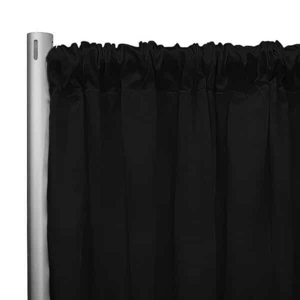 *IFR* 60" Wide Elite Taffeta Drape Panel by Eastern Mills w/ 4" Sewn Rod Pocket - Black | Rental