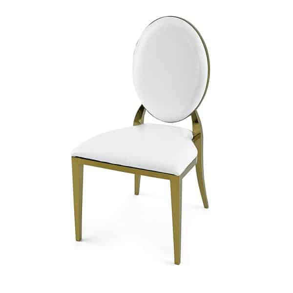 Stainless Steel Modern Padded Oval Back Alexa Dining Event Chair - Gold | Rental