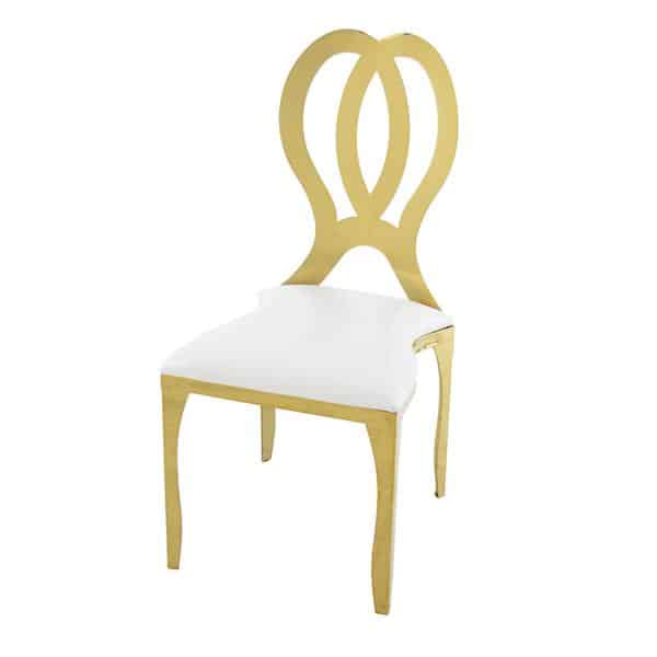 Stainless Steel Modern Double Loop Emma Dining Event Chair - Gold | Rental