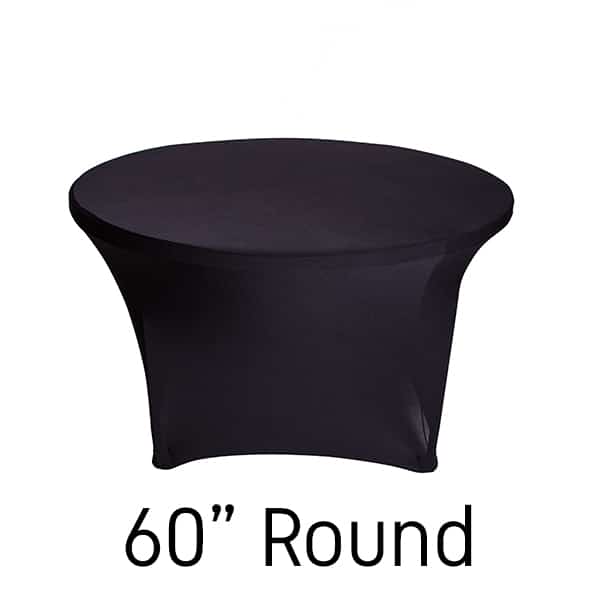 200 GSM Grade A Quality 60" Round Spandex Table Cover - Black | Rental