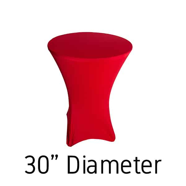 200 GSM Grade A Quality Spandex Hi-Boy Table Cover - Red - Cocktail Table - 30" Diameter | Rental