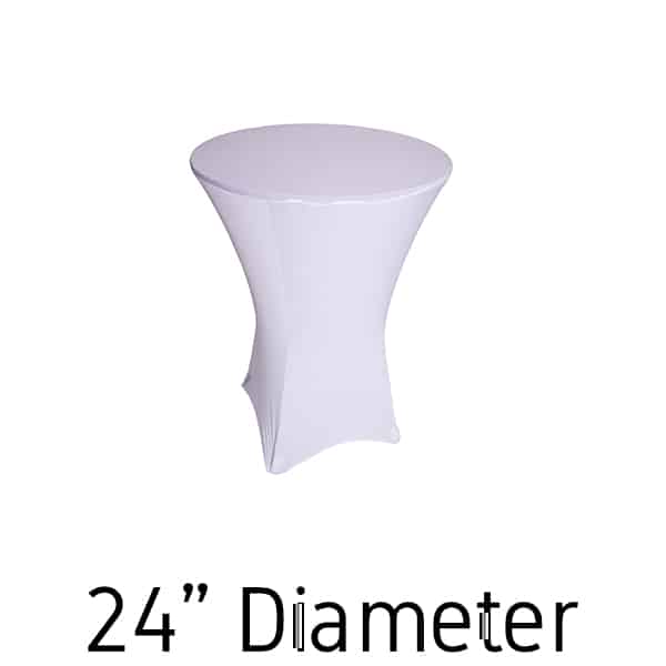 200 GSM Grade A Quality Spandex Hi-Boy Table Cover - White - Cocktail Table - 24" Diameter | Rental