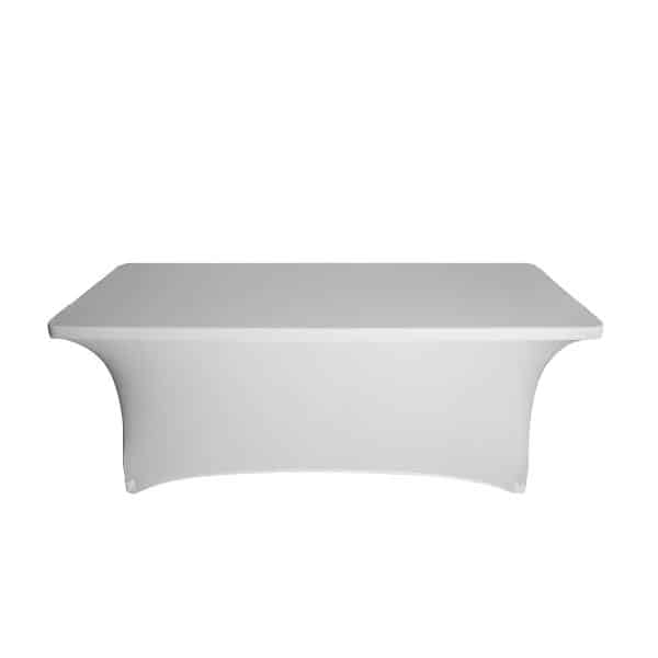 6ft Banquet 200 GSM Grade A Quality Spandex Table Cover - White | Rental