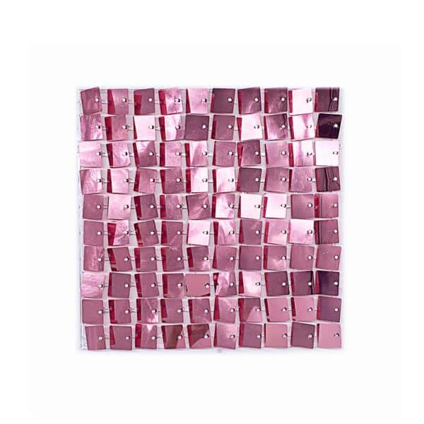 Easy Connect Shimmer Wall Panels w/ Transparent Grid Backing & Square Sequins - 12 Tiles - Rose Gold / Blush | Rental