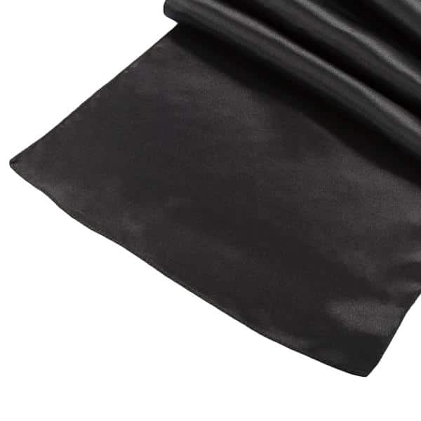 Sleek Satin Runner 14" x 108" - Black | Rental