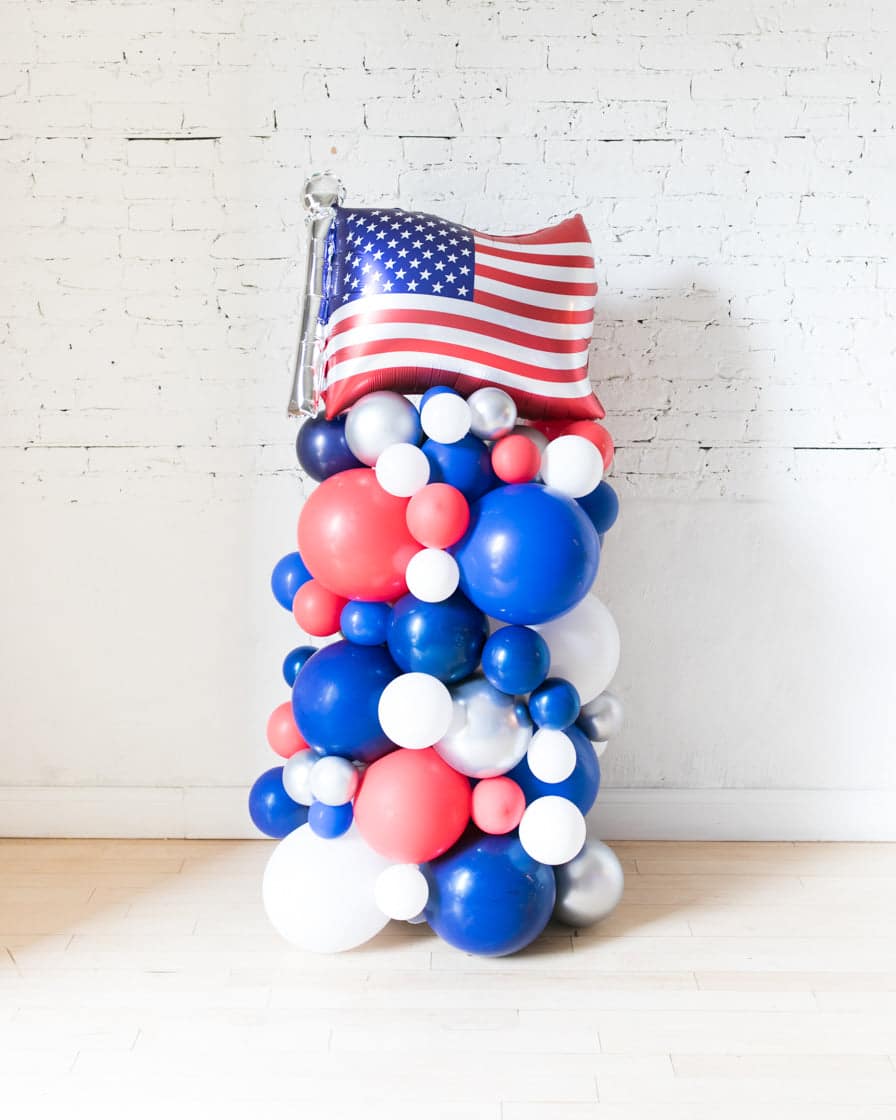 Red, White and Blue Palette Flag Balloon Column - 4ft | Purchase