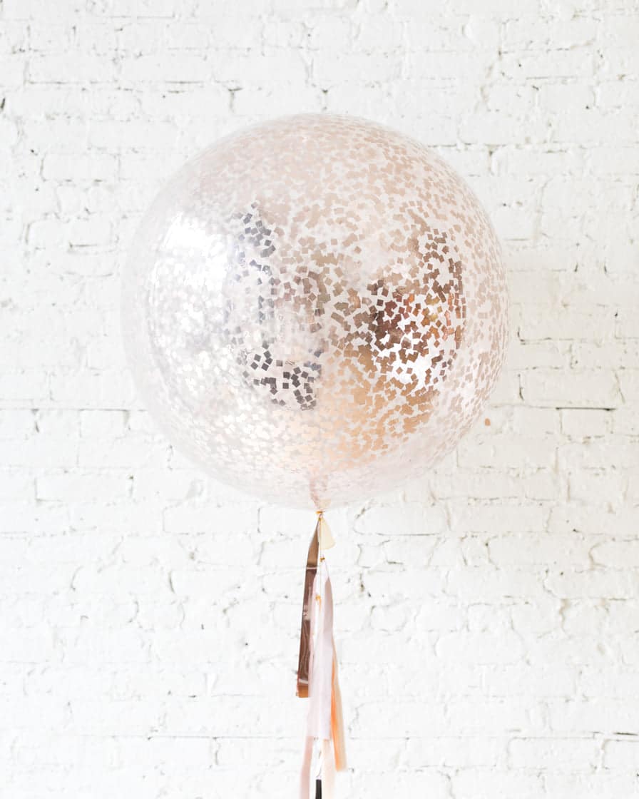 GIFT-Rose Gold Confetti Giant Balloon and Blush, Mauve & Rose Gold Tassel | Purchase