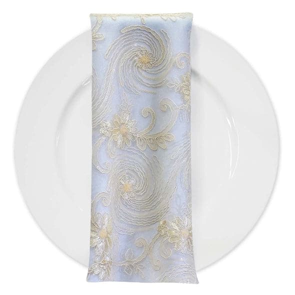 Jasmine Lace (w/ Poly Lining) Table Napkin in Ivory | Rental