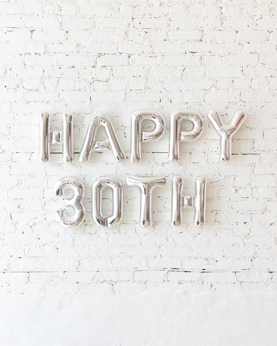 16in Silver Happy Number Birthday Foil Balloon Set | Purchase