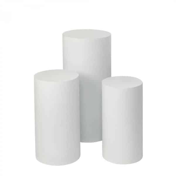 Decostar™ Metal Cylinder Pedestals Display 3pc/set - White | Rental