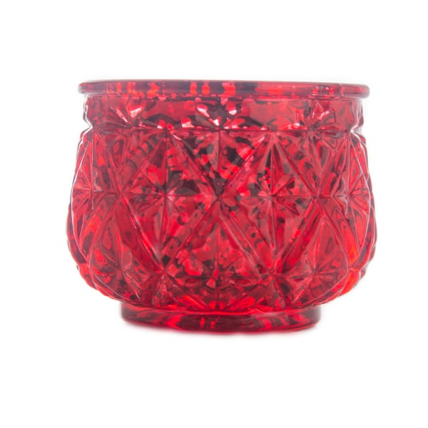 DecoStar™ 2 1/2" Glam Diamond Etched Mercury Glass Candle/Votive Holder - Red - 6 PACK | Rental