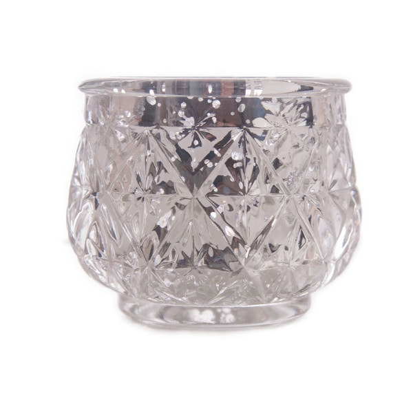 DecoStar™ 2 1/2" Glam Diamond Etched Mercury Glass Candle/Votive Holder - Silver - 6 PACK | Rental