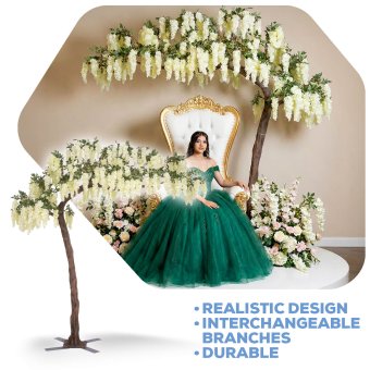 11ft Artificial Wisteria Tree — White, 25 Interchangeable Branches | ModTree™ Collection | Rental