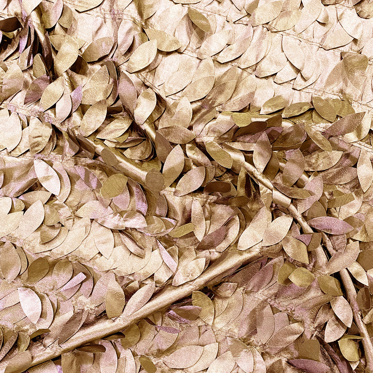 Leaf Hanging Taffeta Wholesale Fabric in Taupe and Gold