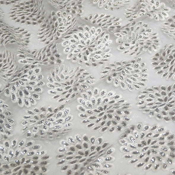Dahlia Sequins Wholesale Fabric in White