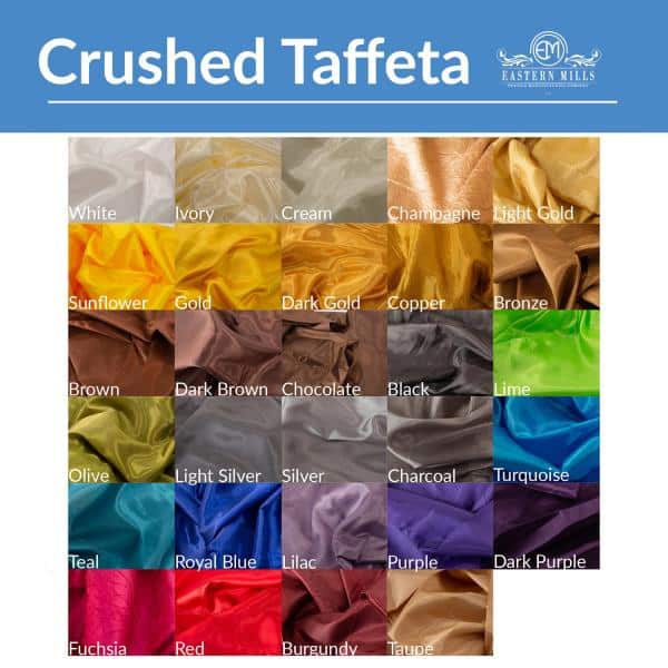 *FR* Crushed Taffeta Drape Panel by Eastern Mills 9 1/2 FT Wide w/ 4" Sewn Rod Pocket - Silver | Rental