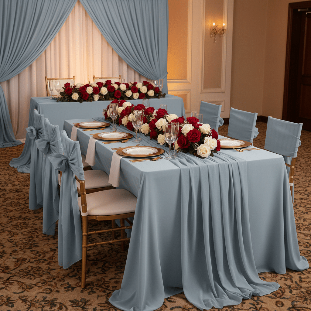 Chiffon Fabric Bolt 58" x 10 yards - Dusty Blue | Rental