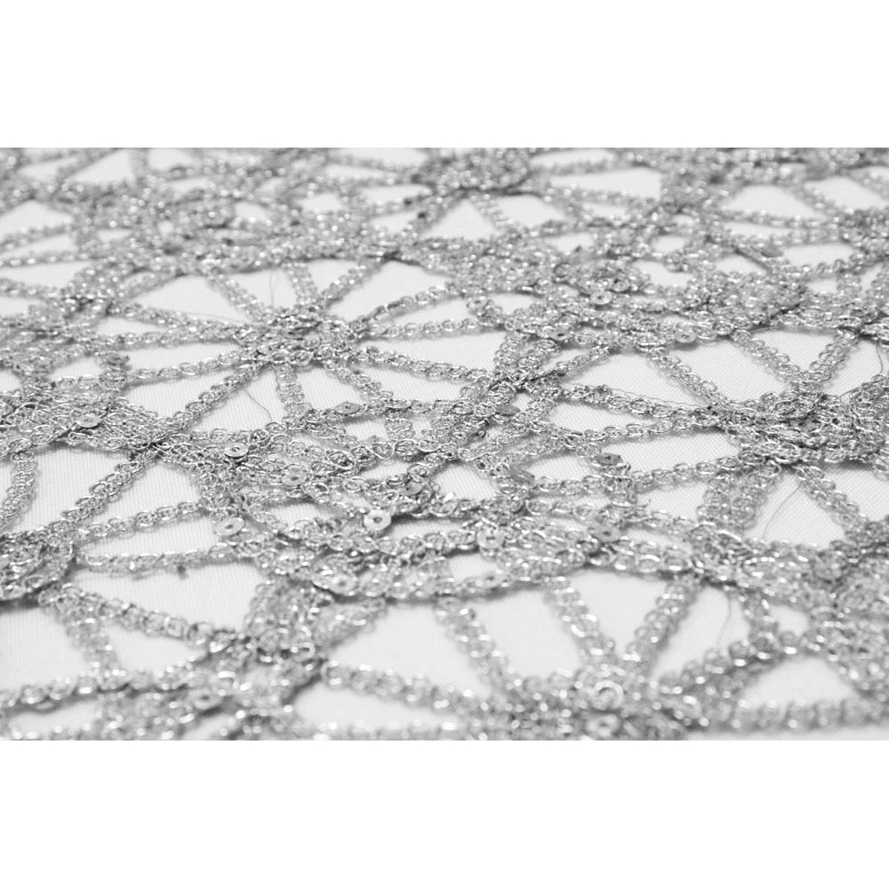 10 yards Chemical Chain Lace Fabric Bolt - Silver | Rental