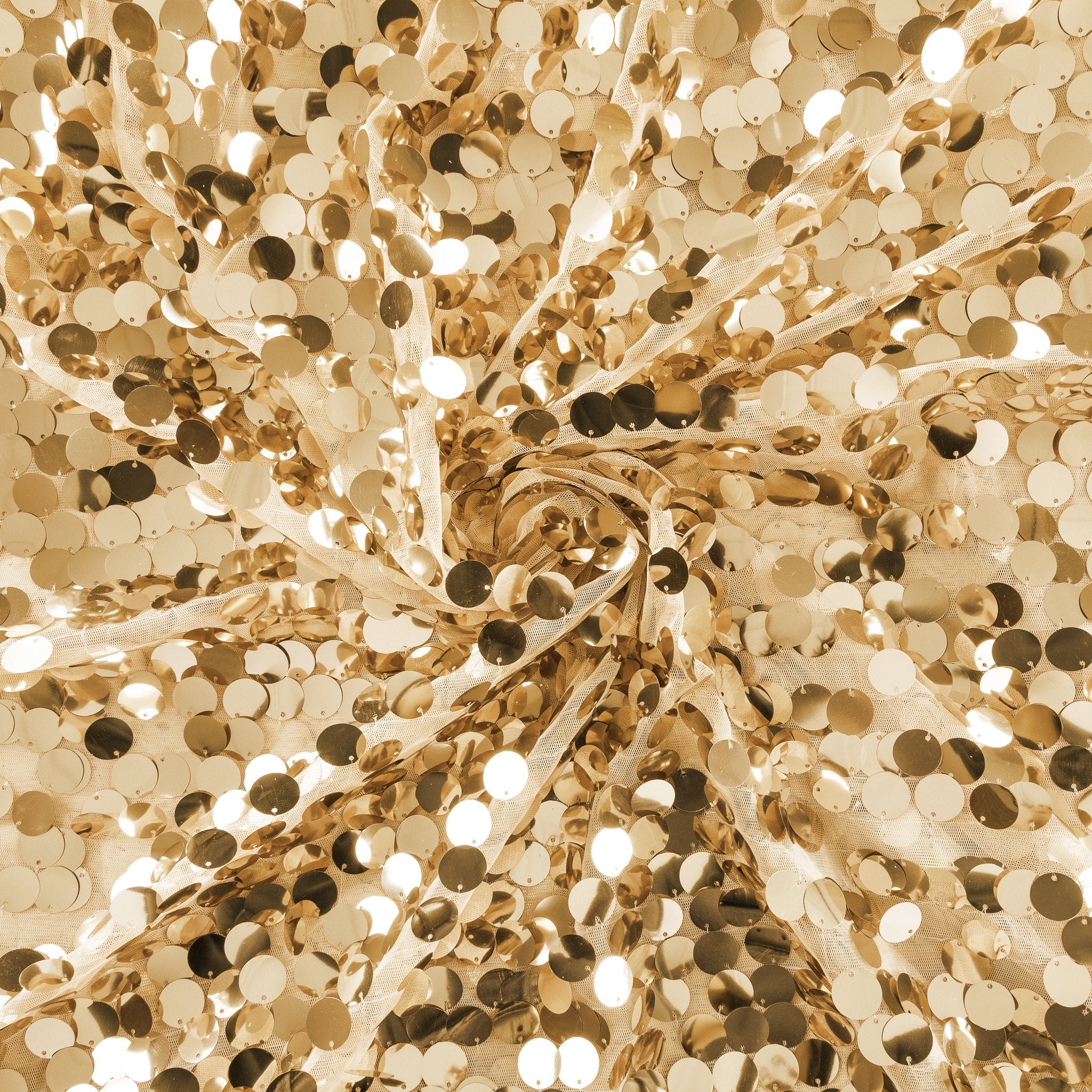 10 yards Large Payette Sequins Fabric Bolt - Gold | Rental