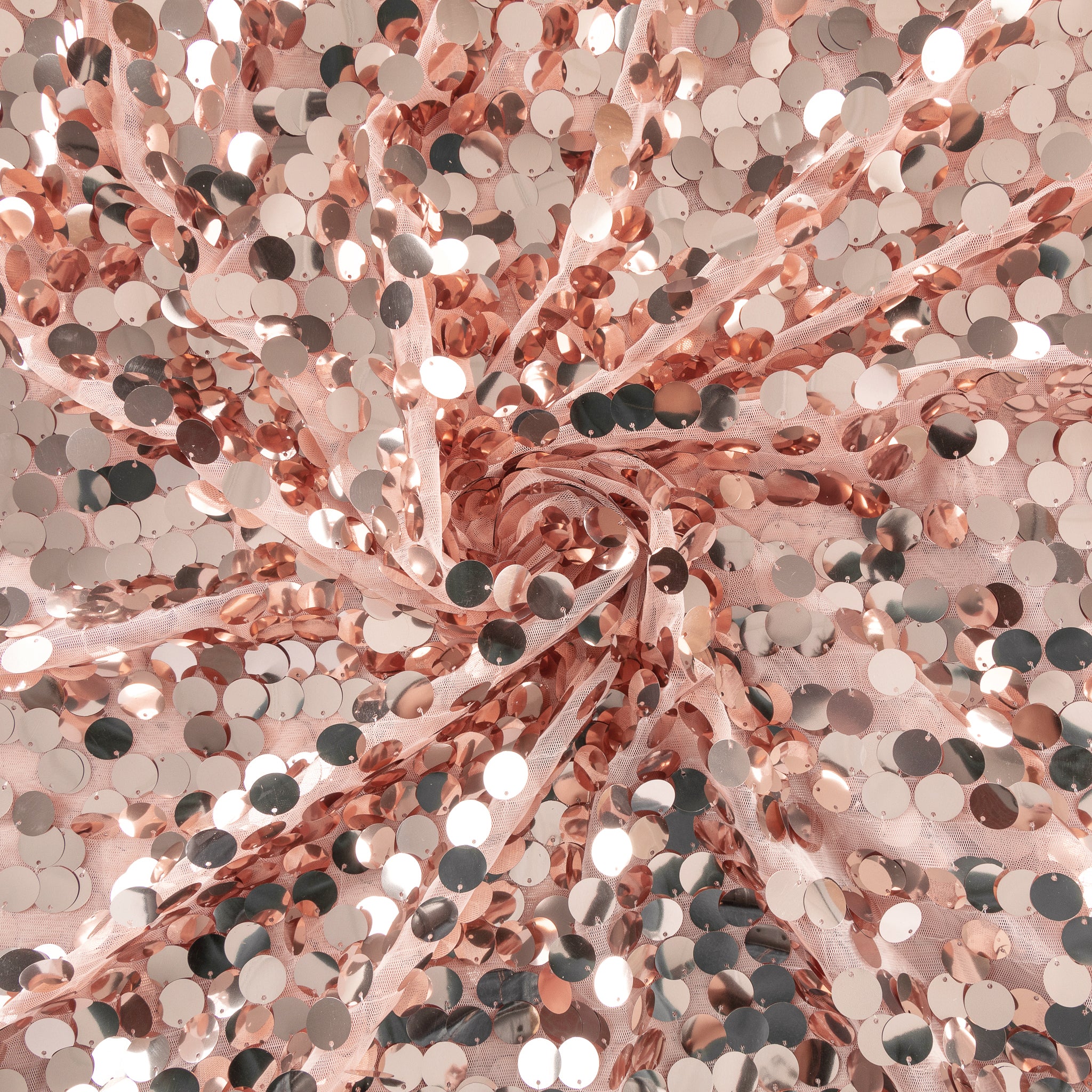 10 yards Large Payette Sequins Fabric Bolt - Blush/Rose Gold | Rental